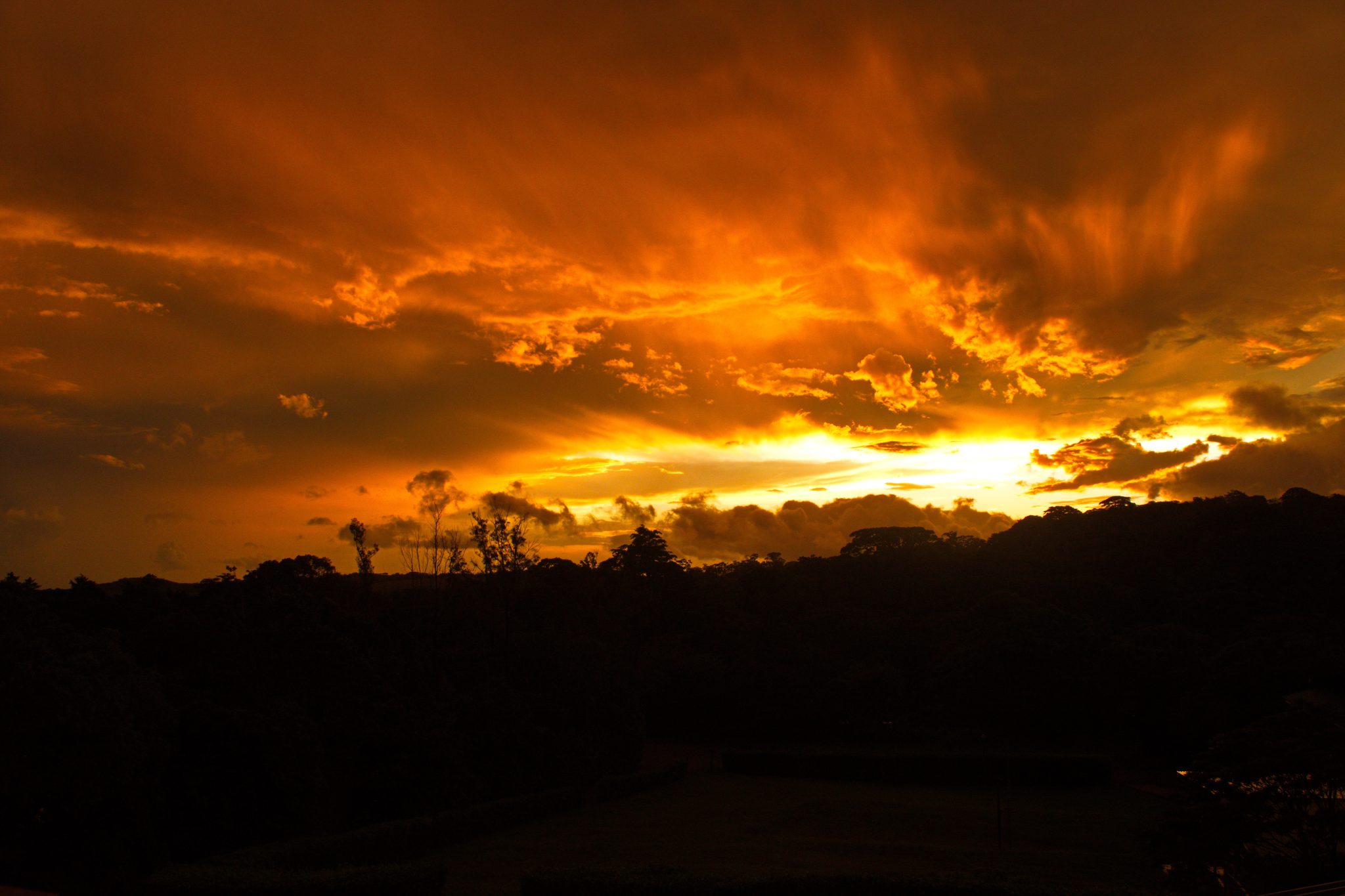 Costa Rica sunset in monteverde rainforest